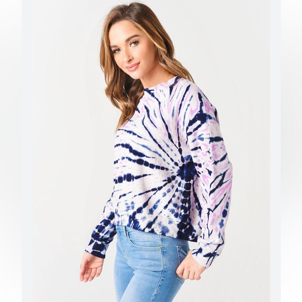 Monrow Bamboo Burst Tie Dye Boxy Sweatshirt XS